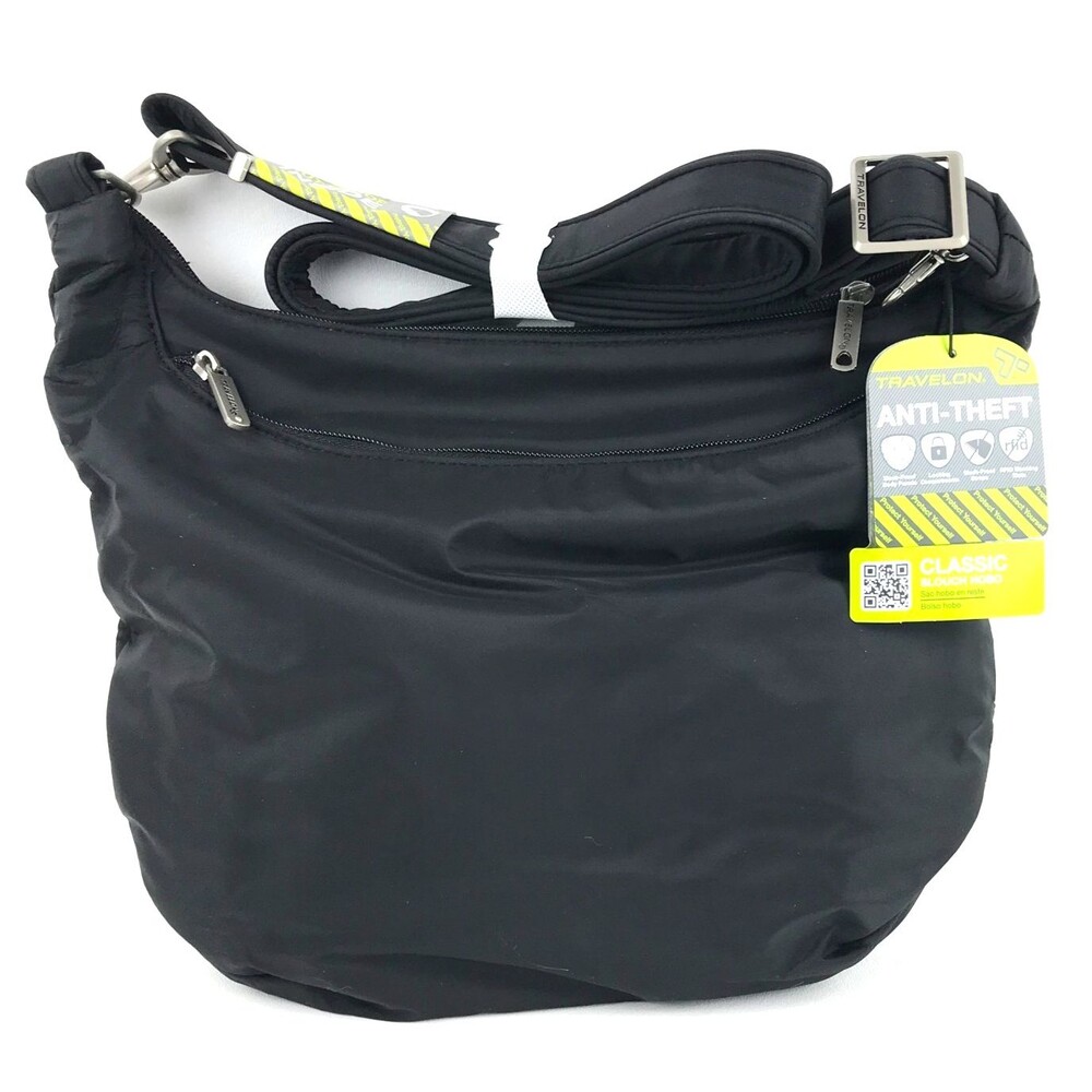 Travelon Anti-Theft RFID Classic Light Slouch Hobo Bag Purse Handbag Black 42857